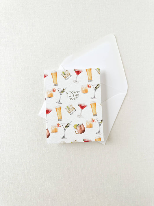 A Toast To The Host Cocktail Greeting Card, Thank You Card