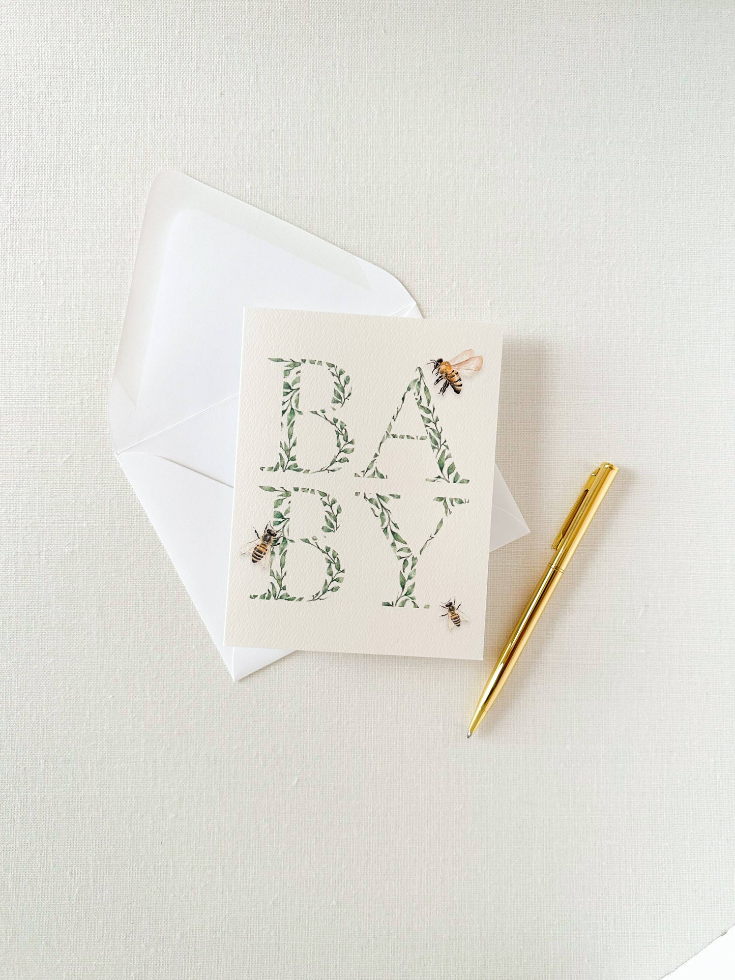 Baby Greenery and Bees Gender Neutral Greeting Card