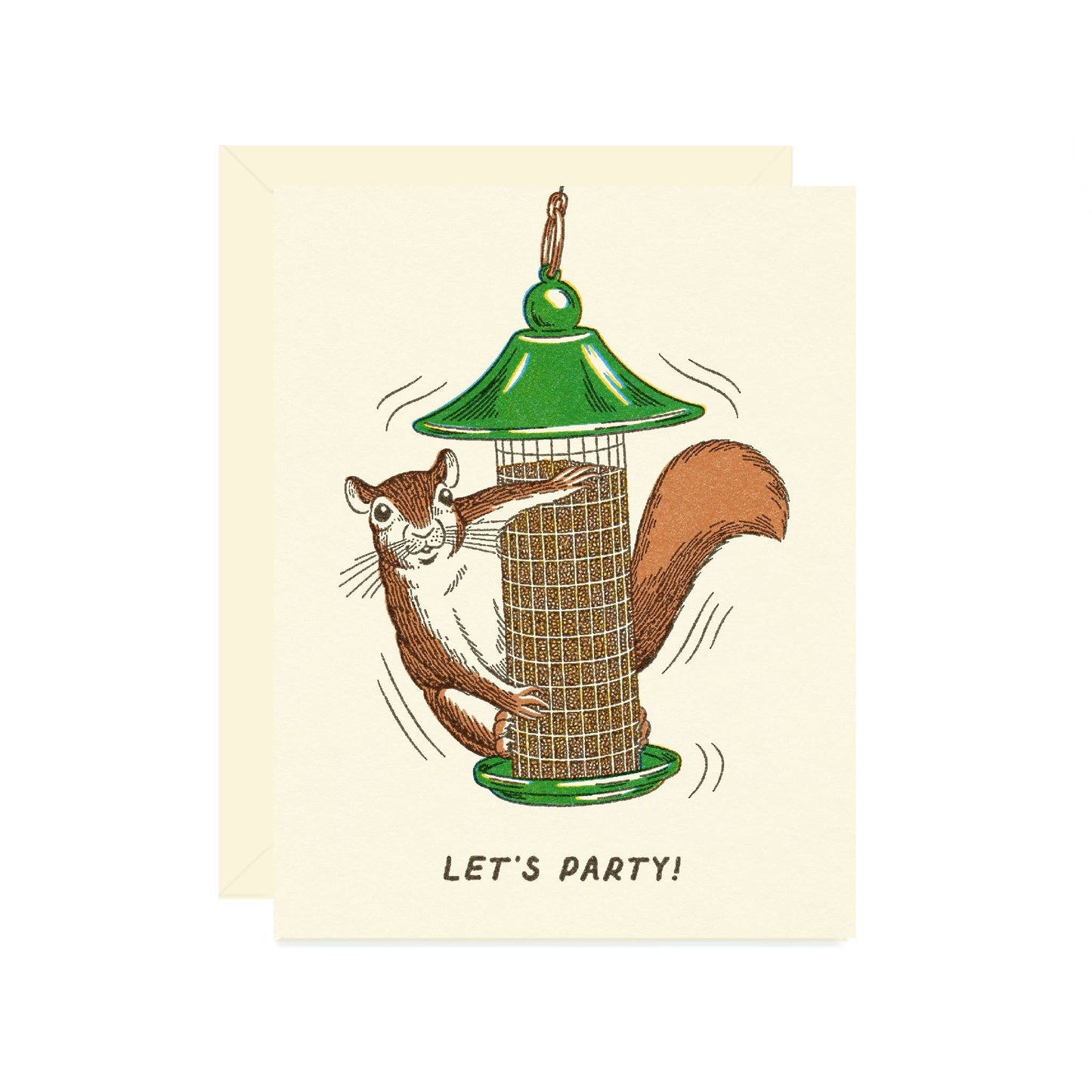 Party Squirrel in Bird Feeder Card