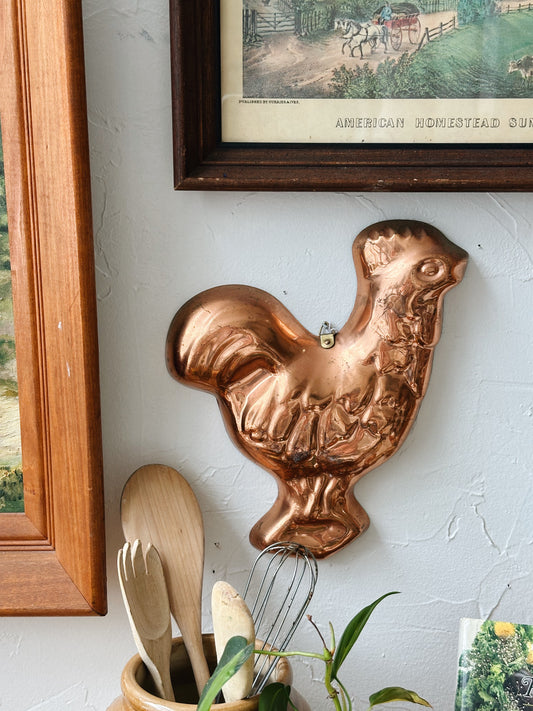 Vintage Copper Rooster Wall Hanging
