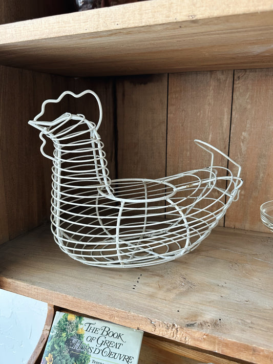 Vintage White Chicken Basket