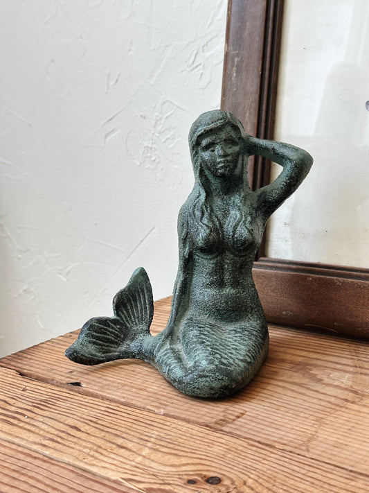 Vintage Green Cast Iron Northeast Mermaid