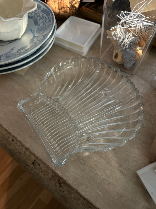 Vintage Glass Shell Serving Dish