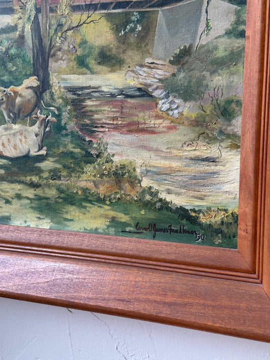Vintage Farmscape Oil Painting - Pick up only
