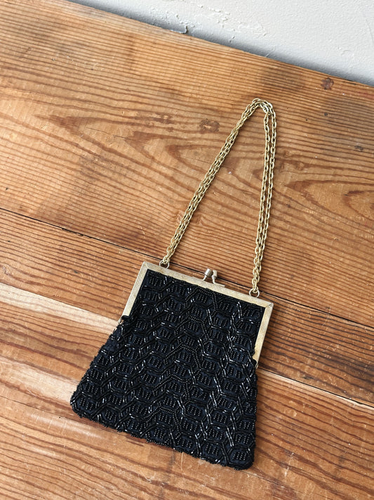 Vintage Black Beaded Purse