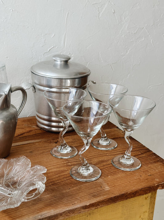 Vintage Wavy Stem Martini Glasses - Pick Up Only