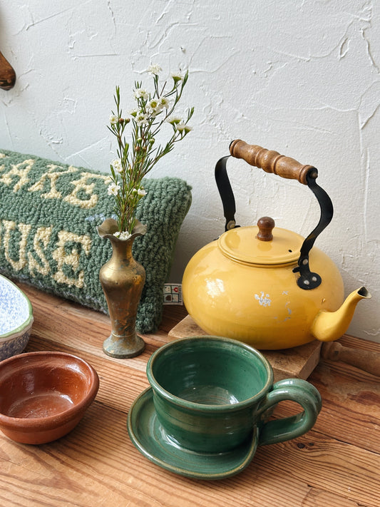 Vintage Green Soup Bowl