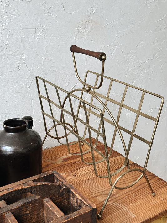 Vintage Brass Magazine Rack - Pick Up Only
