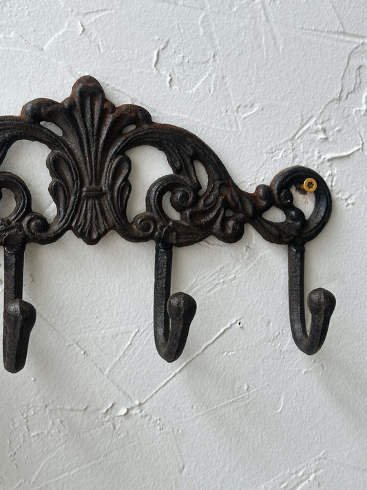 Vintage Cast Iron 4 Rung Wall Hook