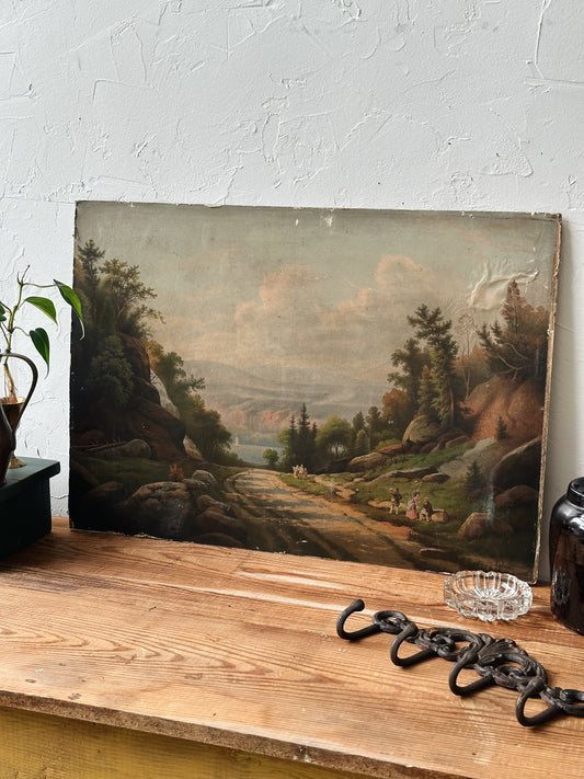 Vintage Canvas Board Road Landscape - Pick Up Only