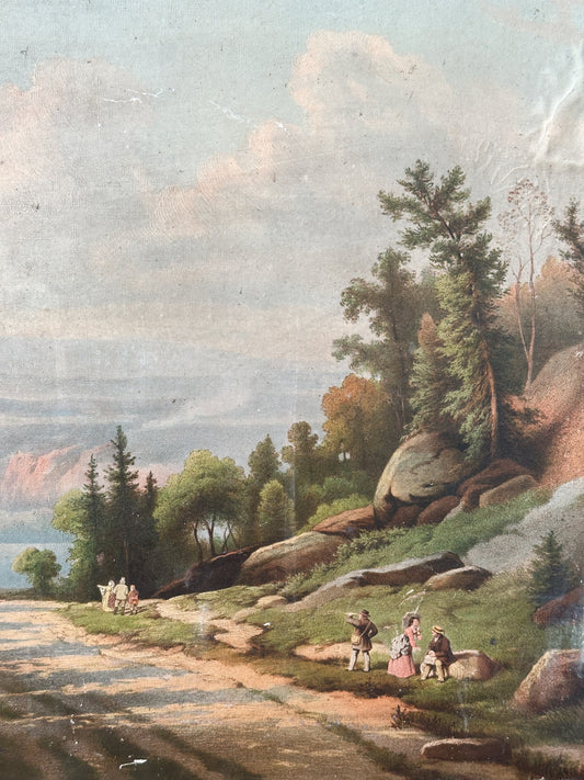 Vintage Canvas Board Road Landscape - Pick Up Only