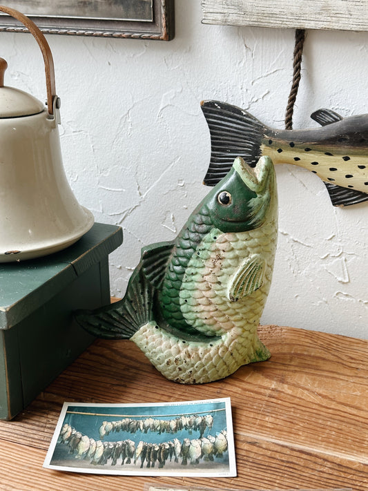 Vintage Cast Iron Fish Bookend