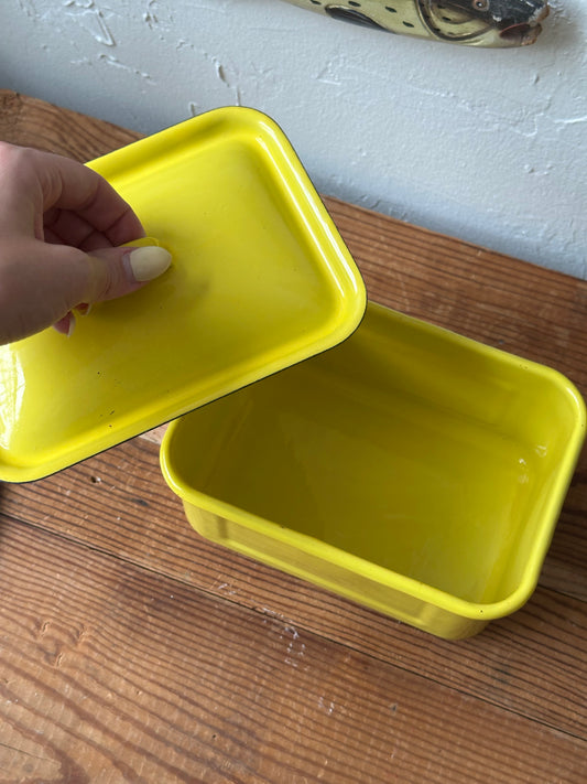 Vintage Yellow Container w/Lid