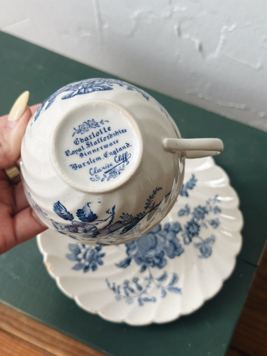 Vintage Blue Pattern Tea Cup w/ Saucer