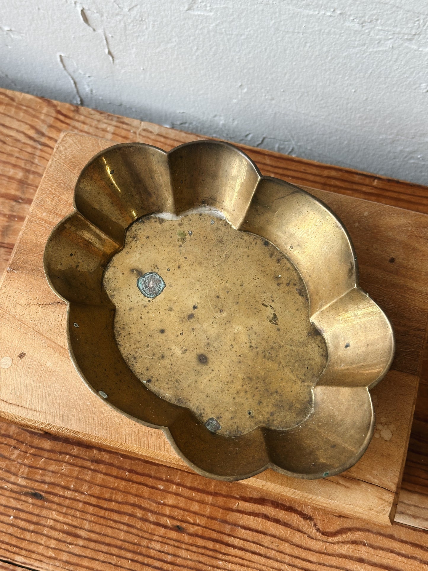 Vintage Brass Wavy Bowl w/ matches