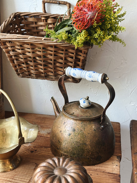 Vintage Teapot w/ Blue and White Handle
