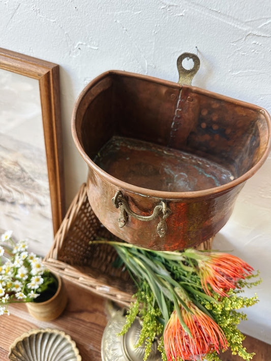 Vintage Copper Wall Hanging Basket