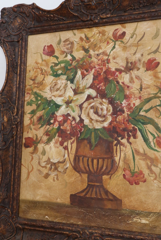 Vintage Floral Painted Picture - Pick Up Only