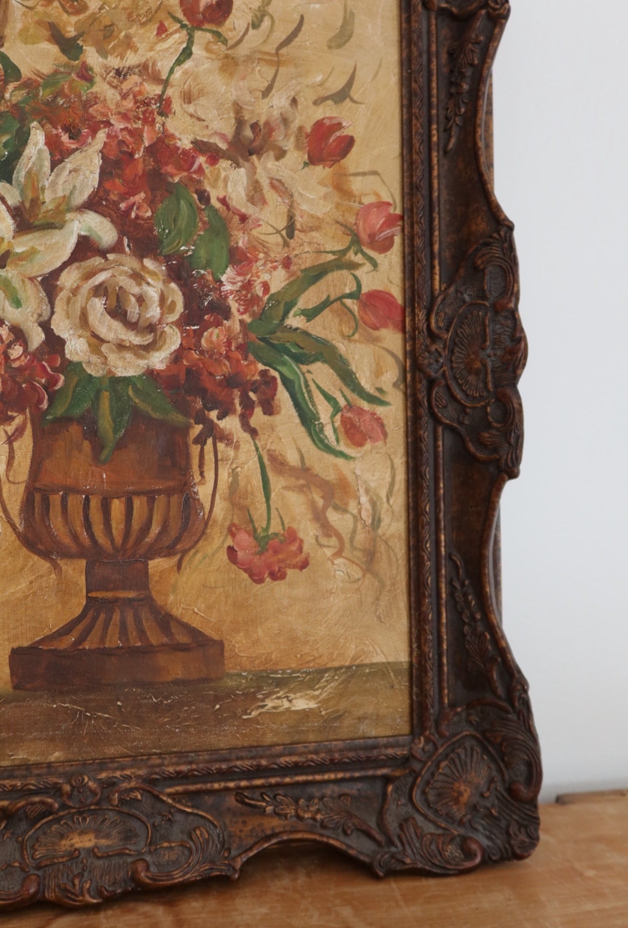 Vintage Floral Painted Picture - Pick Up Only