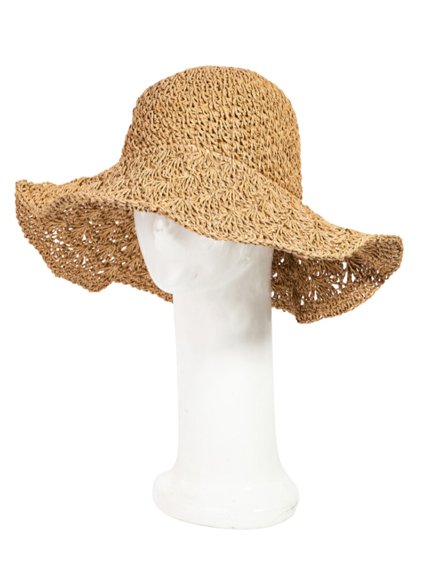 Knitted Straw Floppy Sun Hat - Multiple Colors