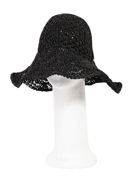 Knitted Straw Floppy Sun Hat - Multiple Colors