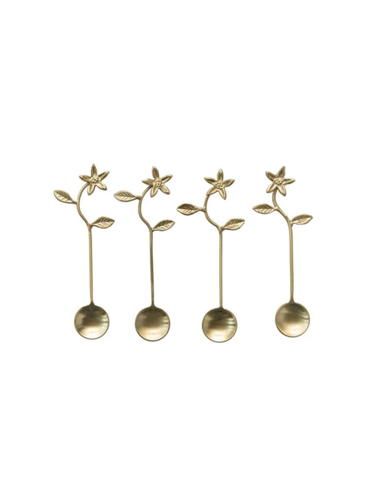 Stainless Steel and Brass Flower Spoons