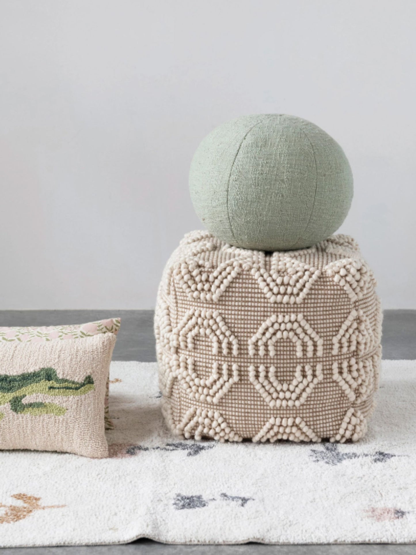 Sage Round Cotton Slub Orb Pillow (PICK UP ONLY)