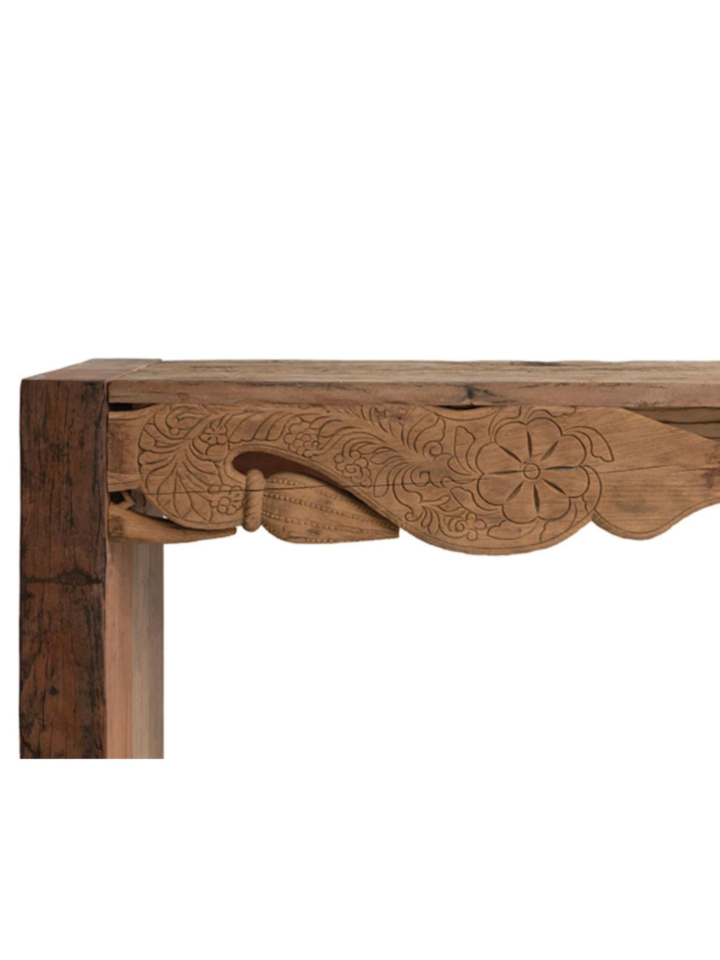 Hand-Carved Reclaimed Wood Console Table (PICK UP ONLY)