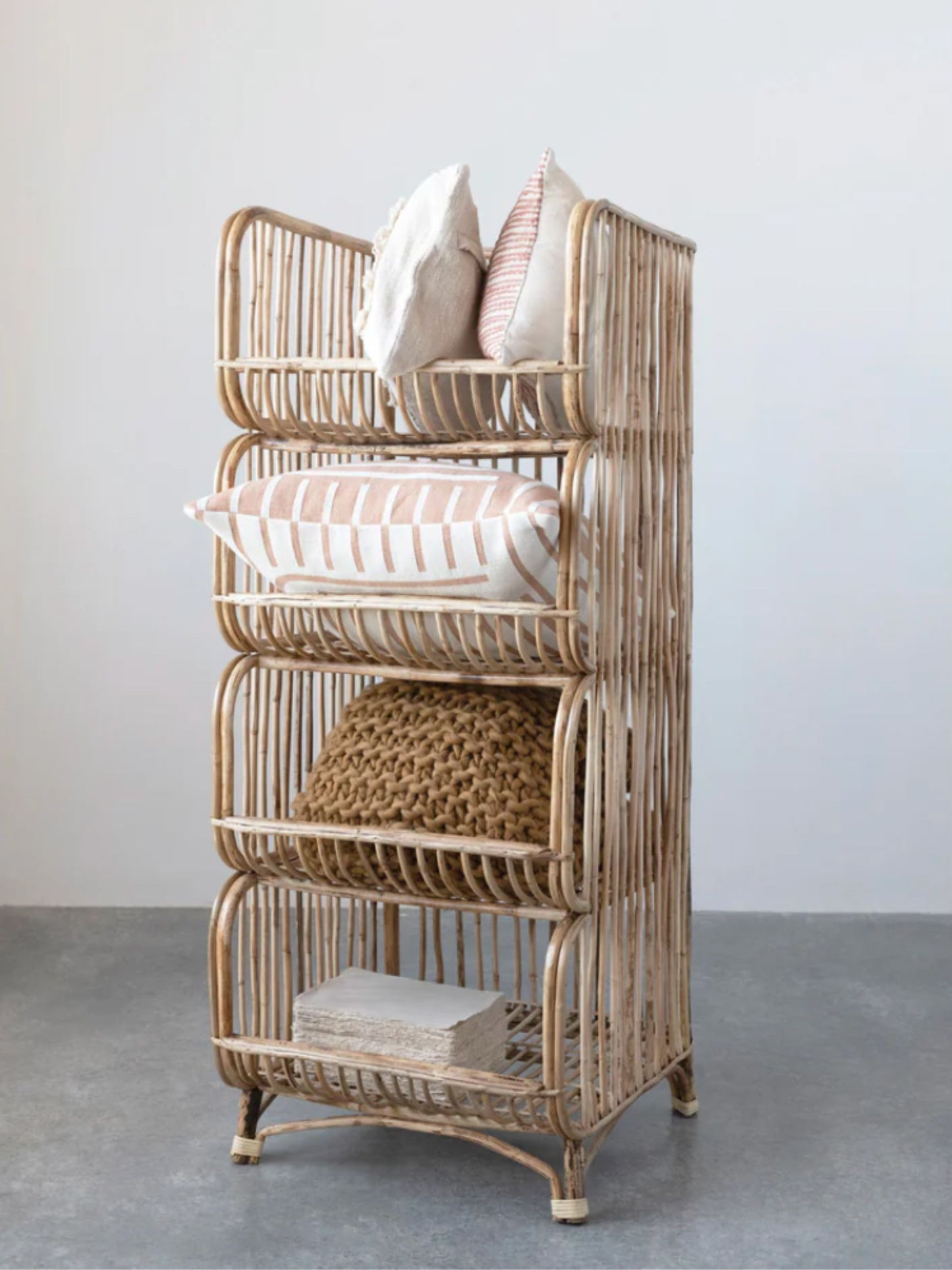 Hand-Woven Rattan Shelf w/ 4 Shelves (PICK UP ONLY)