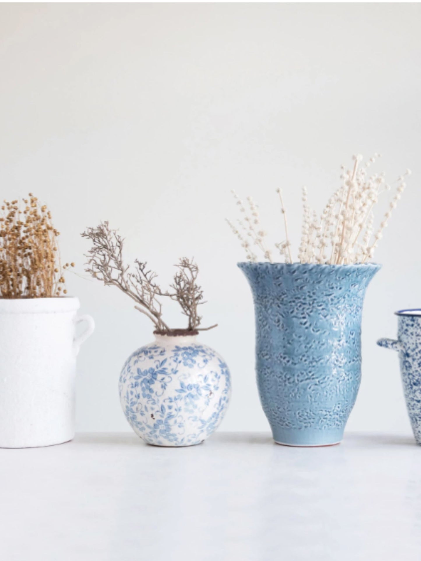 Terra-cotta Vase w/ Transferware Pattern (PICK UP ONLY)