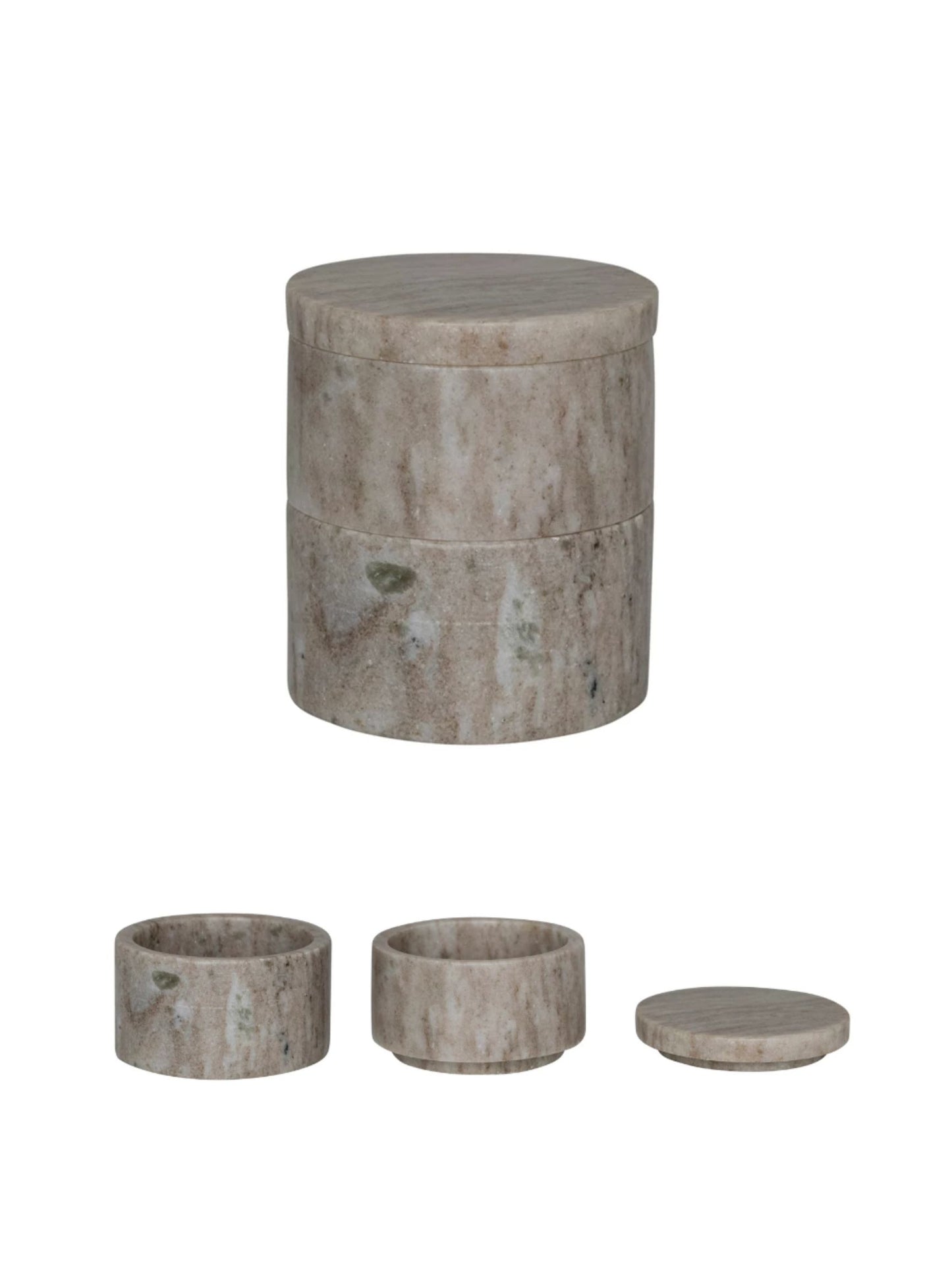 Marble Stackable Pinch Pots w/ Lid