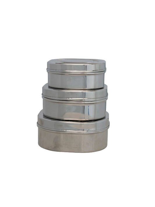 SquareStainless Steel Containers, Set of 3