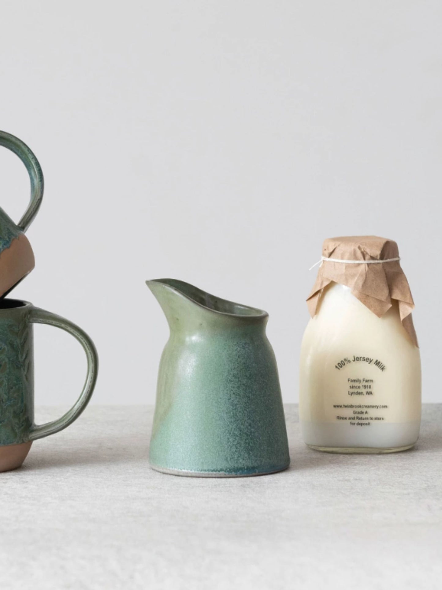 Matte Green Stoneware Creamer