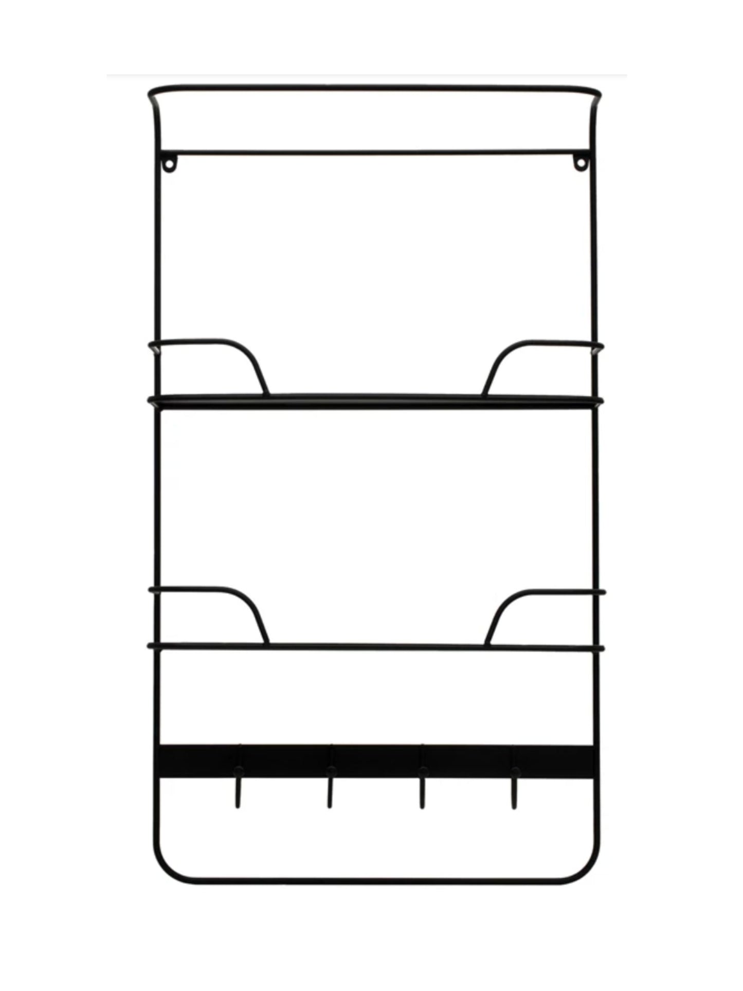 Metal Wall Shelf w/ 2 Shelves & 4 Hooks (pick up only)