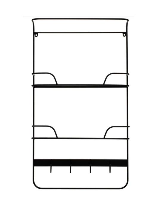 Metal Wall Shelf w/ 2 Shelves & 4 Hooks (pick up only)