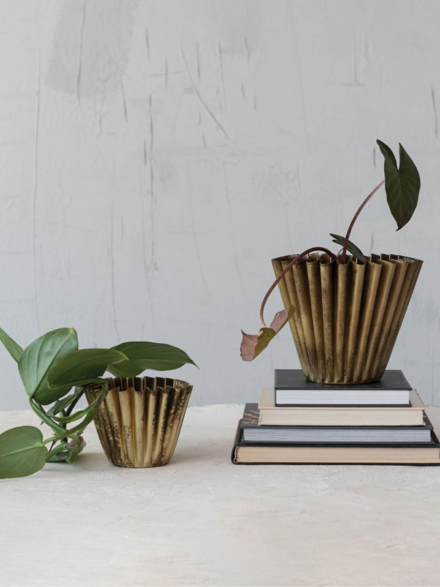 Brass Fluted Metal Planter