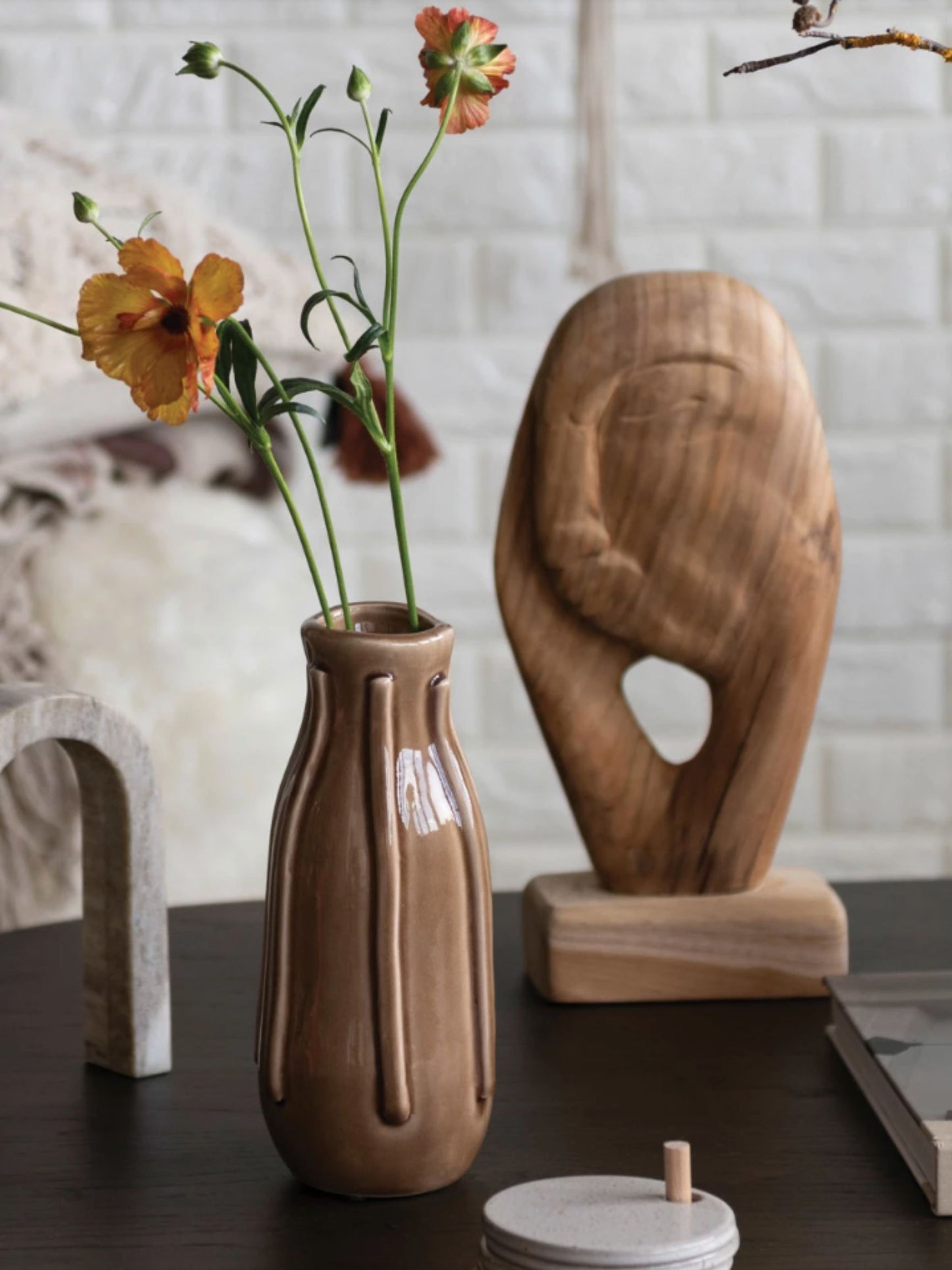 Hand-Carved Teakwood Face on Stand (PICK UP ONLY)