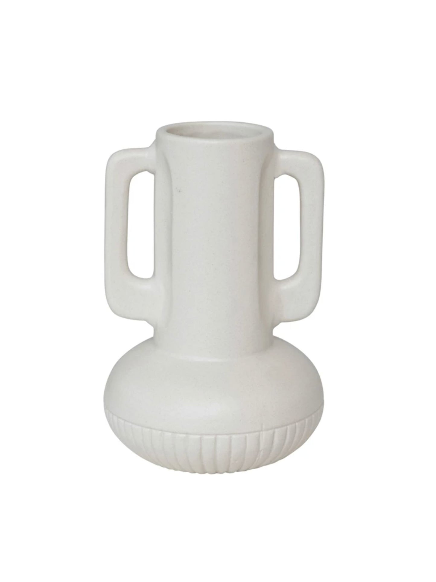 Ceramic Vase w/ Handles, Matte White