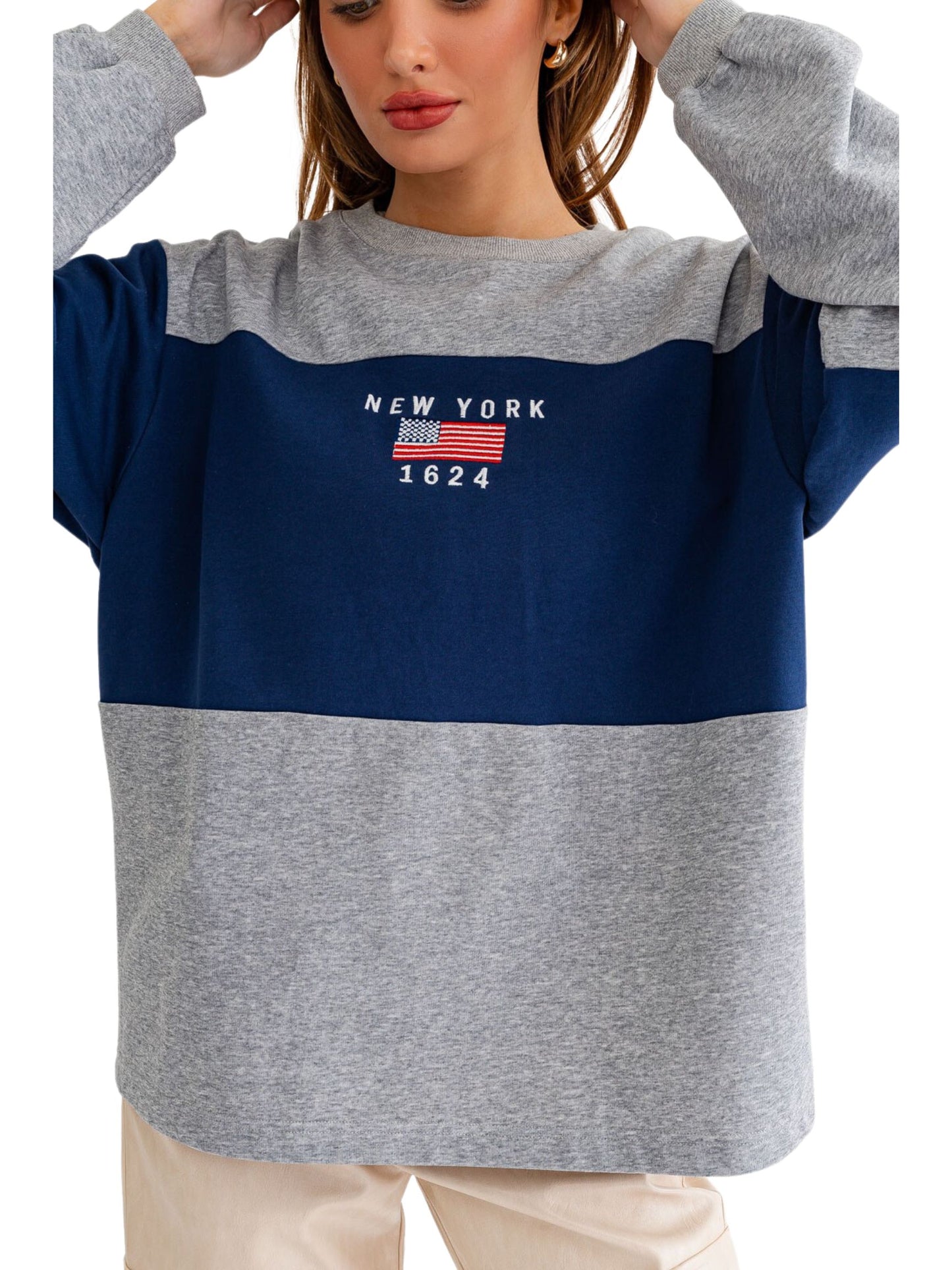 New York Colorblock Oversized Top