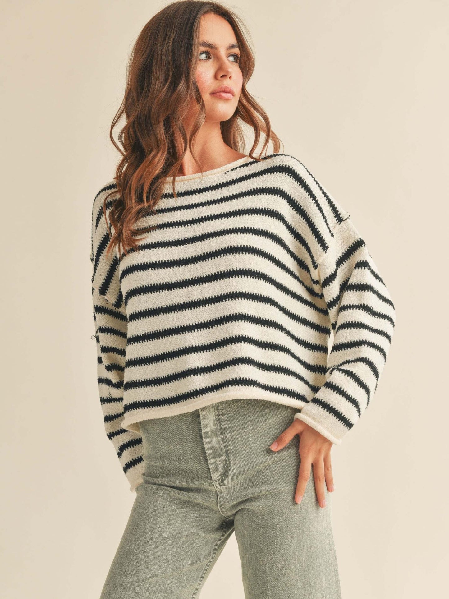 Black & White Stripe Boxy Sweater