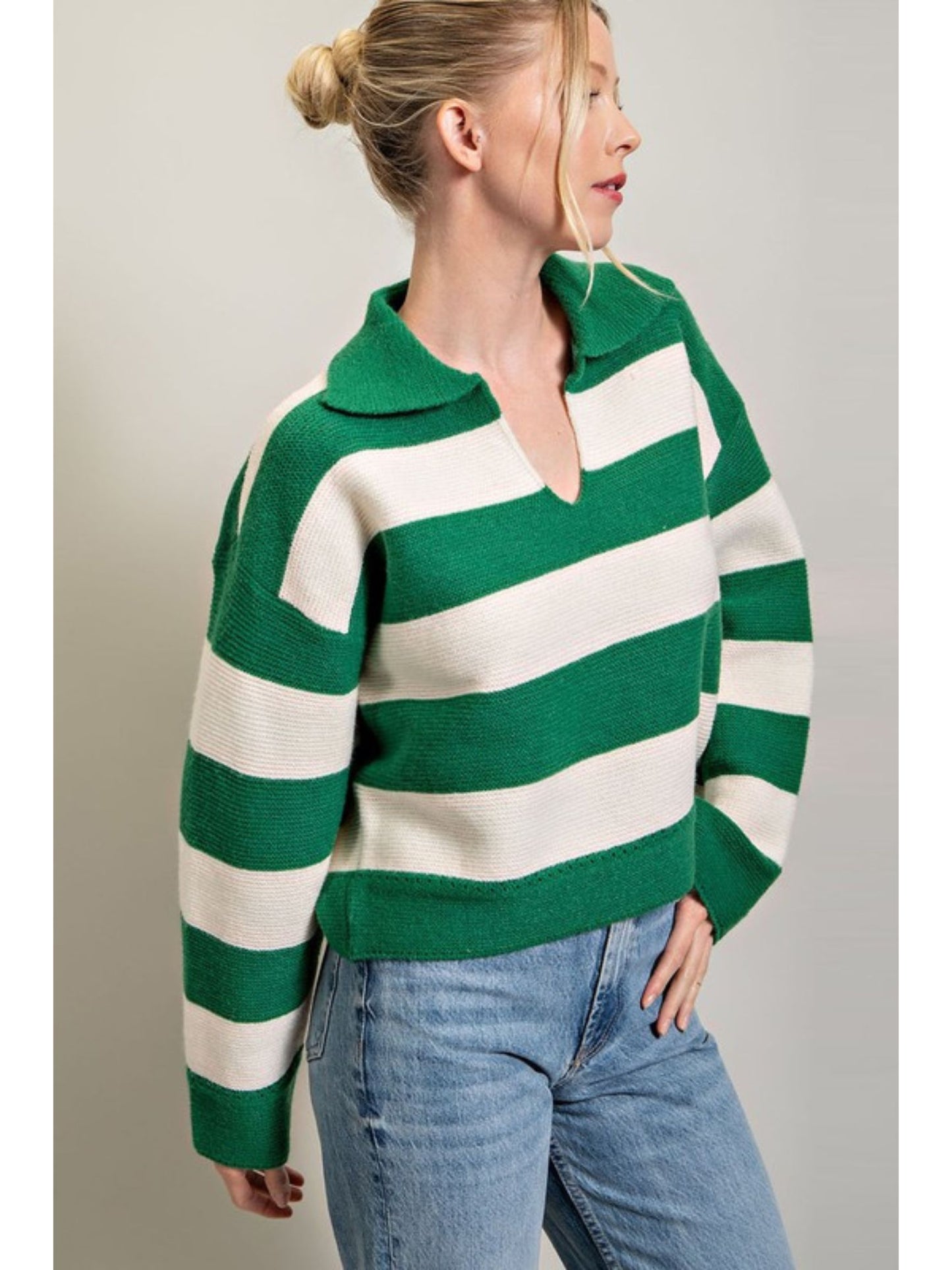 John Deer Green Stripe Sweater