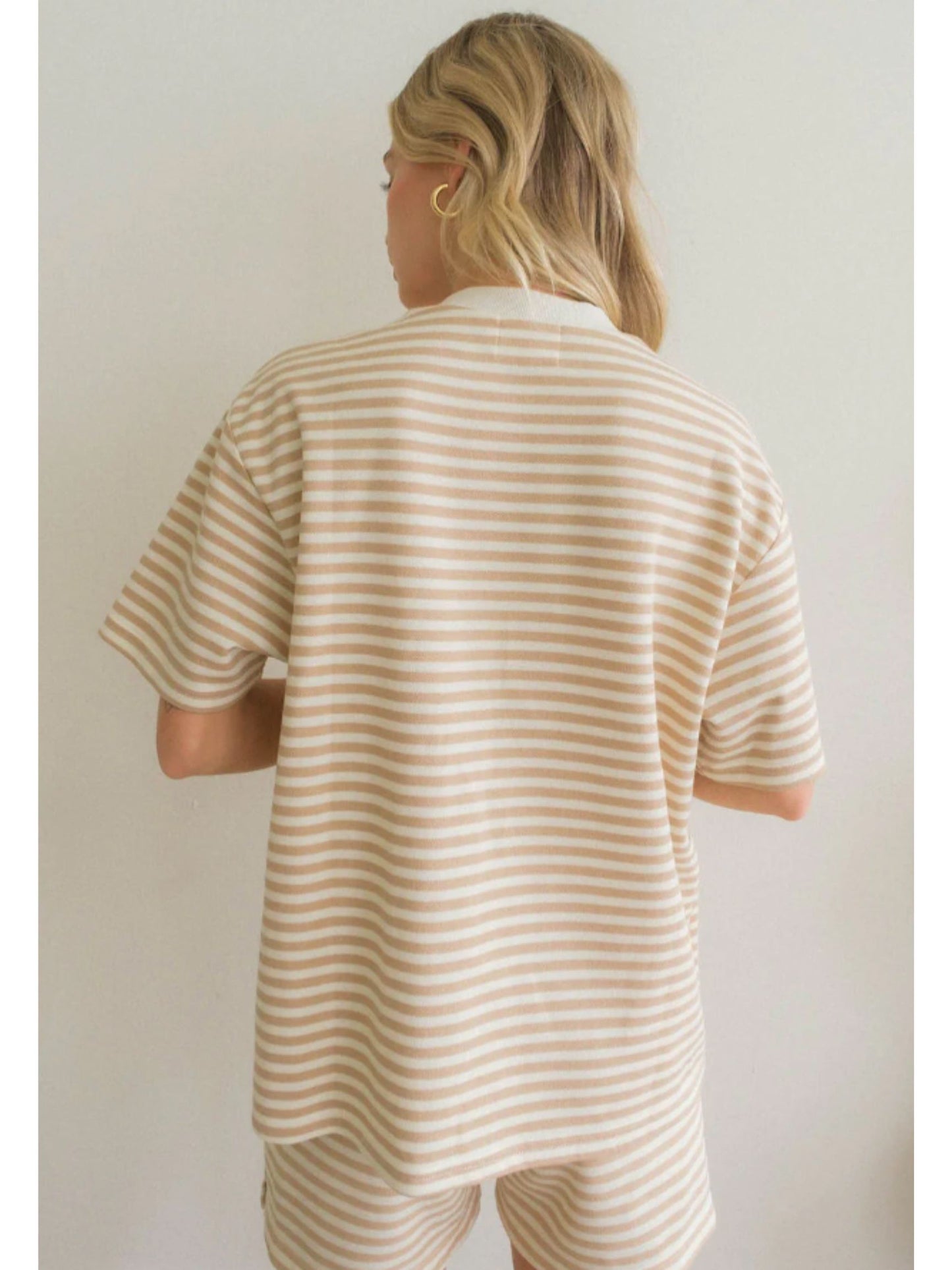 Sand Boxy Stripe Tee