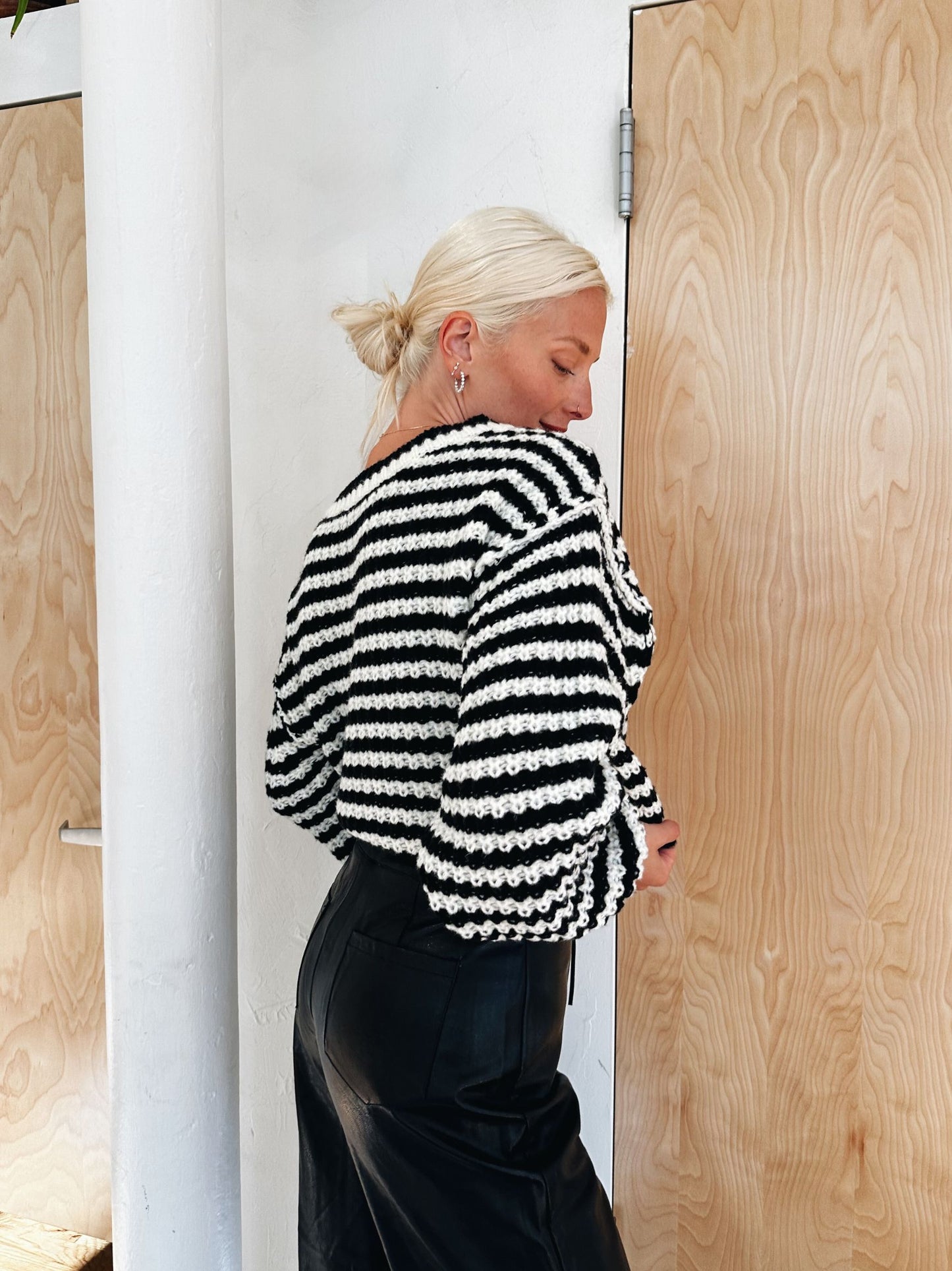 Striped Cropped Knit Sweater