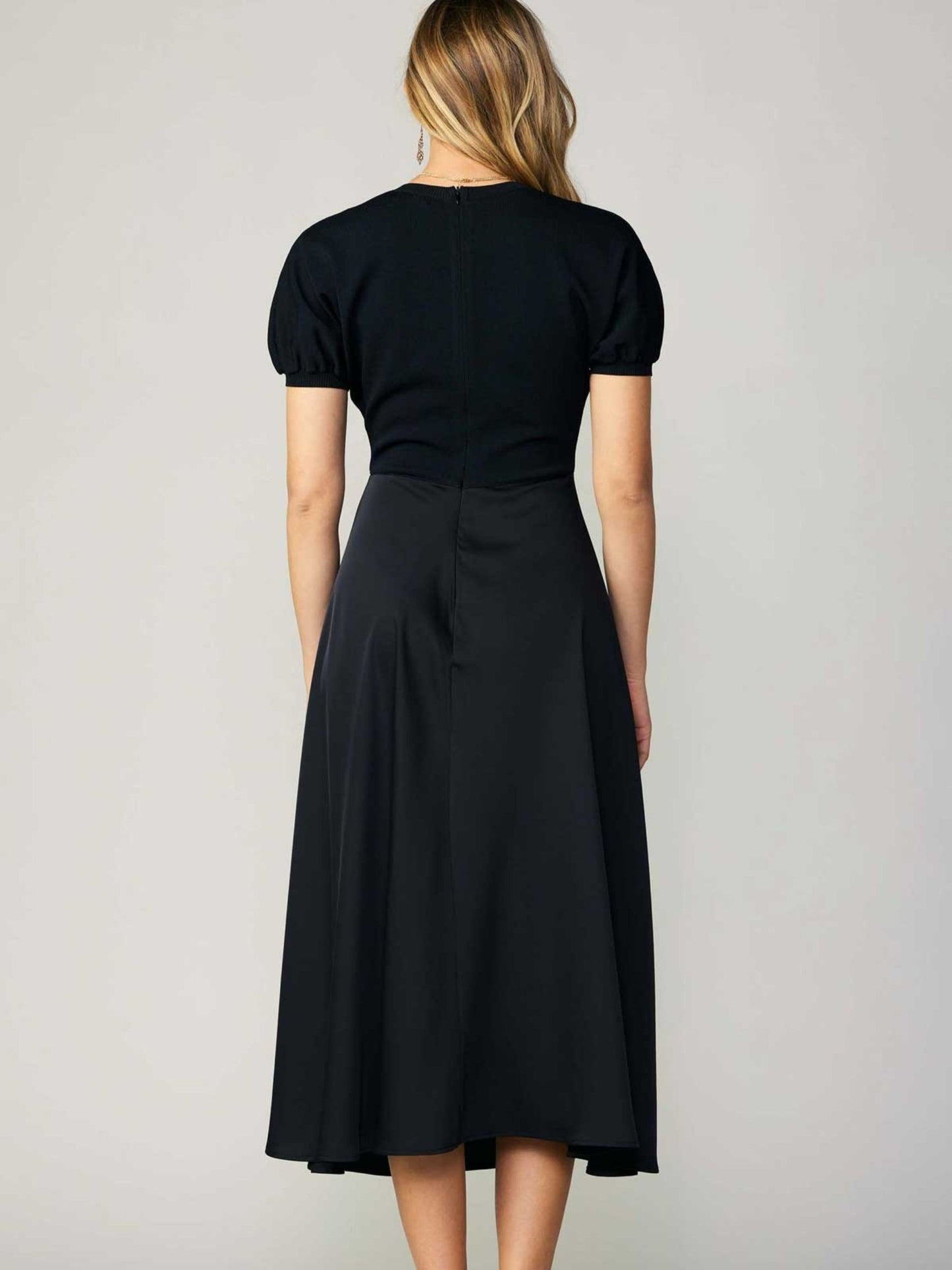 Puff Sweater Top With Silk Bottom Dress