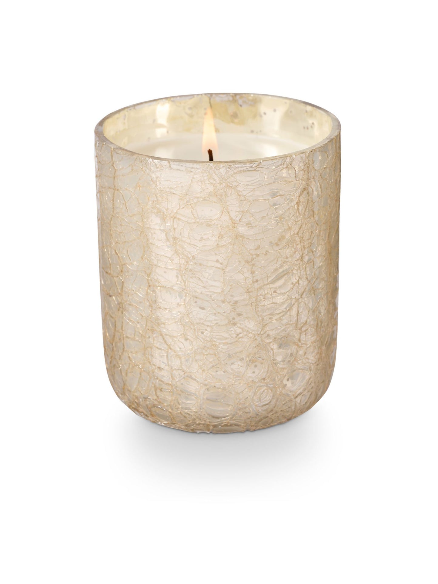 Winter White Small Crackle Glass Candle