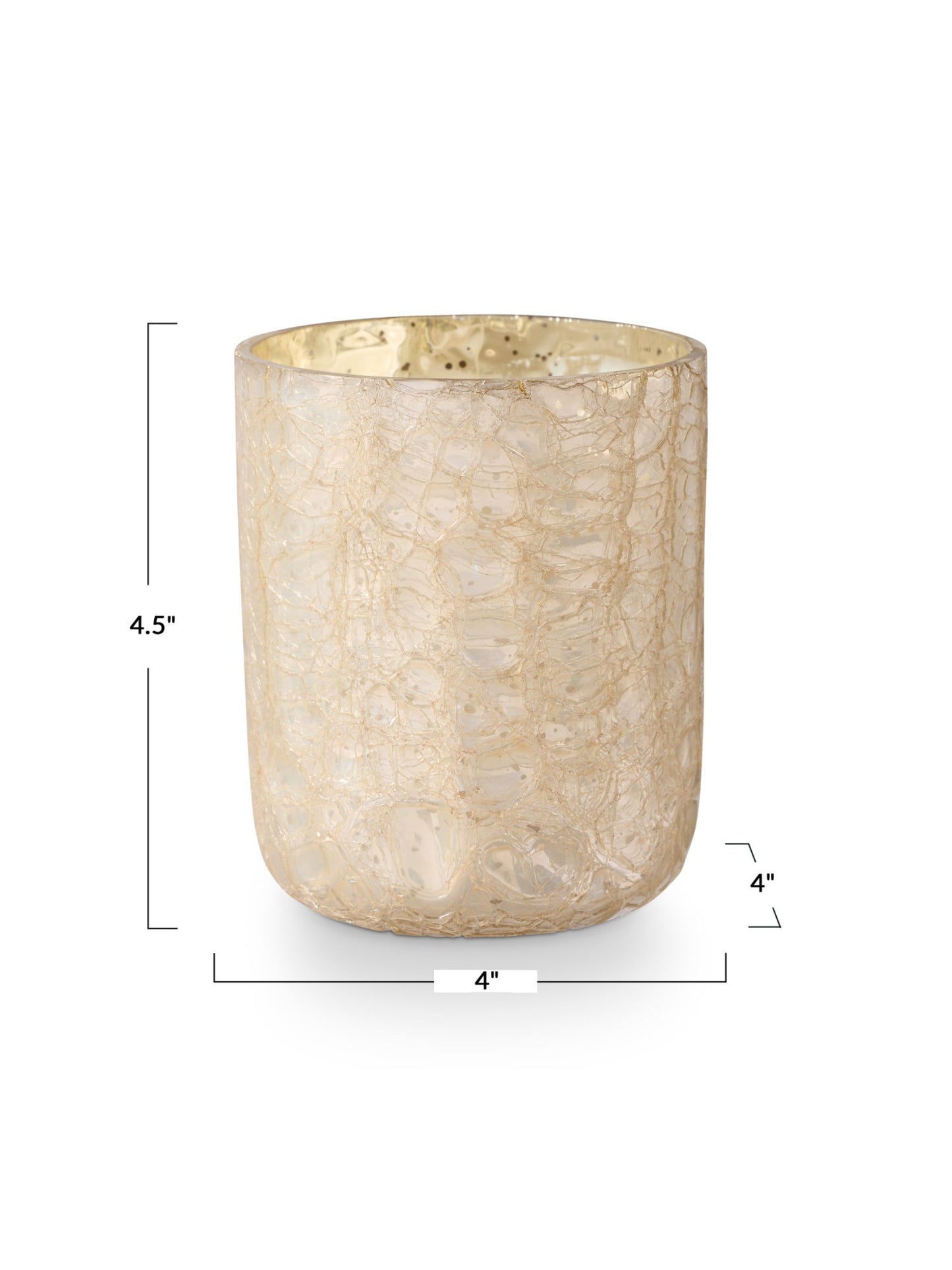 Winter White Small Crackle Glass Candle