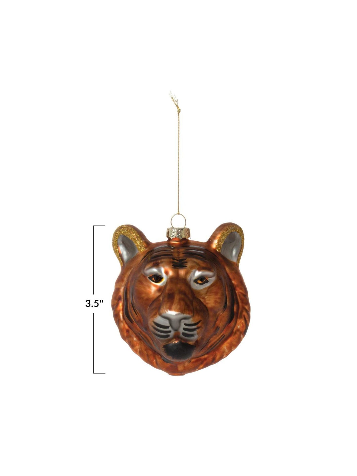 Hand-Painted Glass Tiger Ornament w/ Glitter