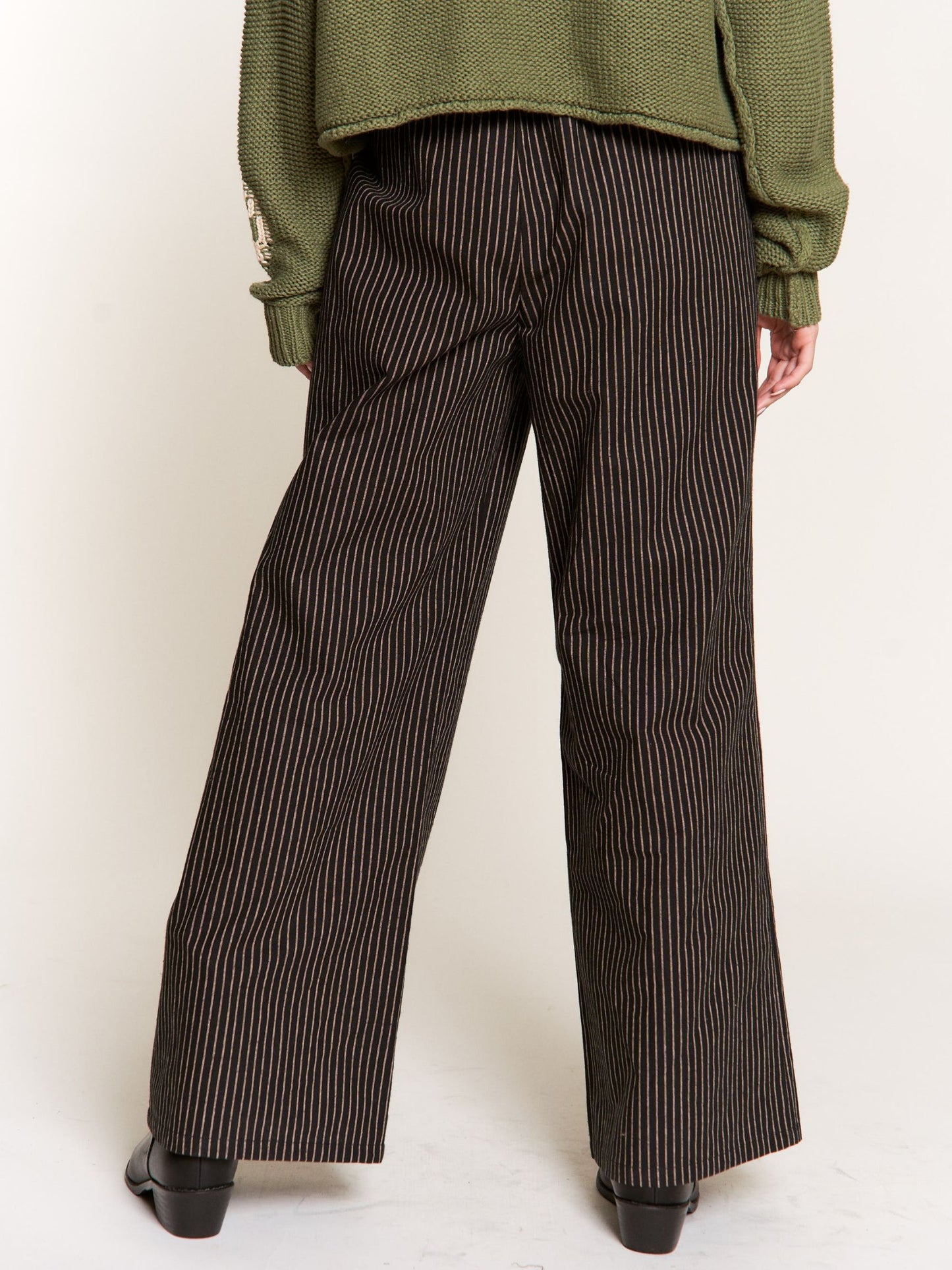 Black Stripe Linen Pants