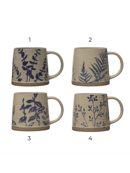 16 oz. Stamped Stoneware Mug w/ Botanicals