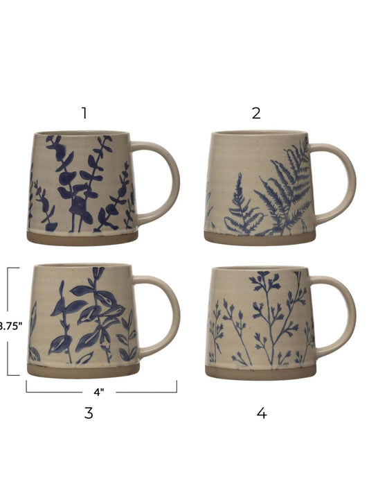 16 oz. Stamped Stoneware Mug w/ Botanicals